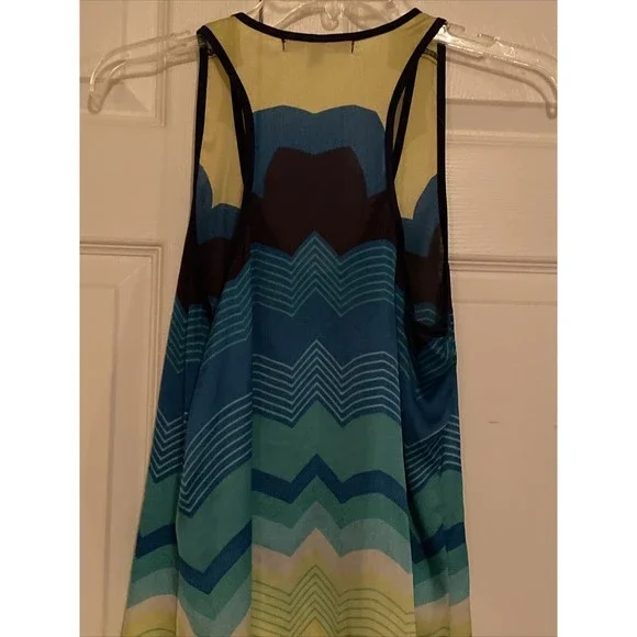 HeartSoul HS Asymmetrical Boho Crochet Sleeveless Blouse Striped M Medium - Picture 9 of 10